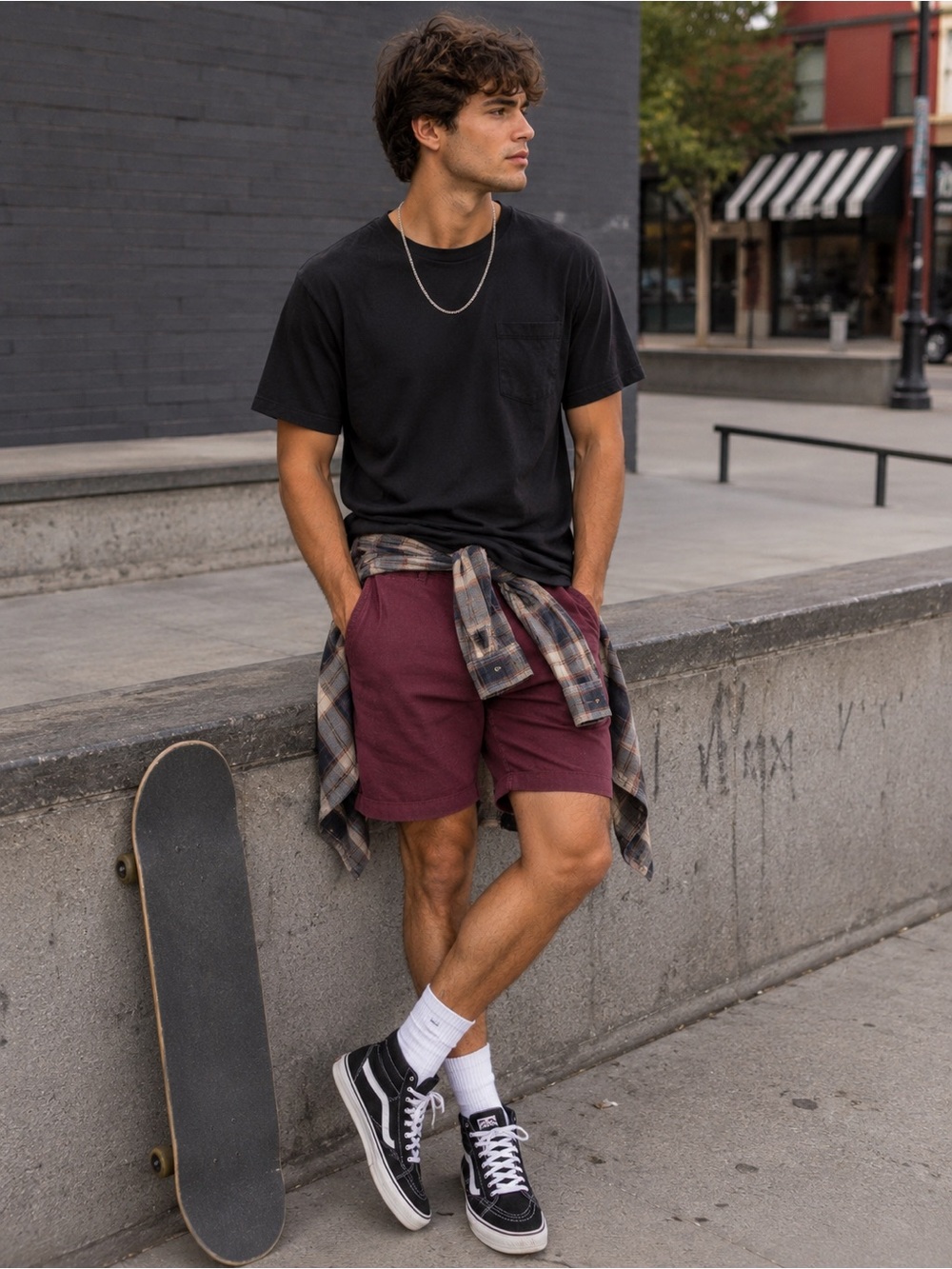 Vans Burgundy Stretch Skate Shorts Men’s Size 30 Cotton Blend Casual Streetwear